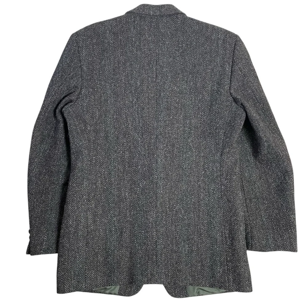 Harris Tweed Blazer Mens Size 40R Gray Red Line Slim Fit Sport Jacket
